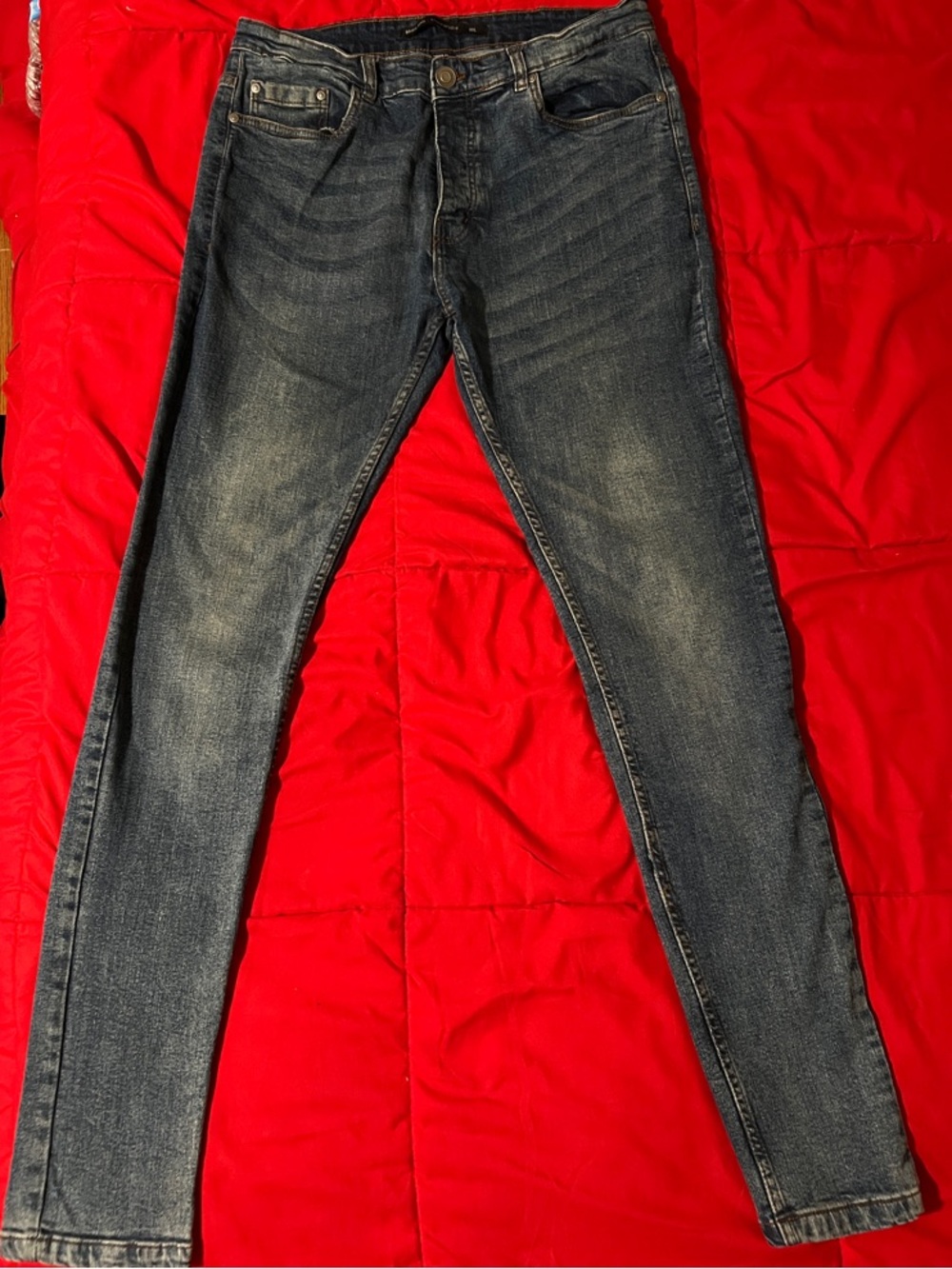Brave Soul Men's Skinny Jeans in Faded Blue Wash